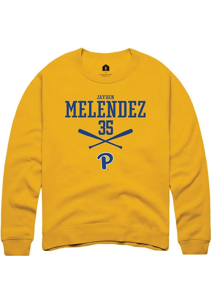 Jayden Melendez Rally Pitt Panthers Mens Gold NIL Sport Icon Long Sleeve Crew Sweatshirt