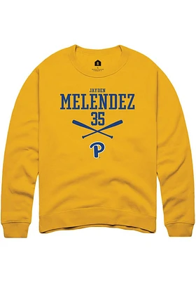 Jayden Melendez  Rally Pitt Panthers Mens Gold NIL Sport Icon Long Sleeve Crew Sweatshirt