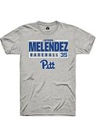 Jayden Melendez  Pitt Panthers Ash Rally NIL Stacked Box Short Sleeve T Shirt