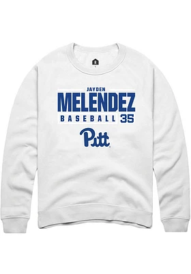 Jayden Melendez  Rally Pitt Panthers Mens White NIL Stacked Box Long Sleeve Crew Sweatshirt