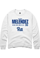 Jayden Melendez  Rally Pitt Panthers Mens White NIL Stacked Box Long Sleeve Crew Sweatshirt