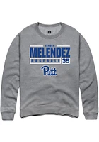 Jayden Melendez  Rally Pitt Panthers Mens Graphite NIL Stacked Box Long Sleeve Crew Sweatshirt