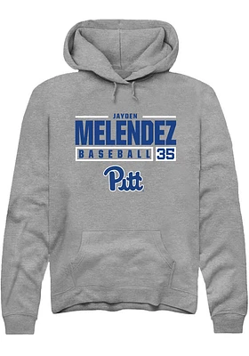 Jayden Melendez  Rally Pitt Panthers Mens Graphite NIL Stacked Box Long Sleeve Hoodie