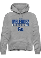 Jayden Melendez  Rally Pitt Panthers Mens Graphite NIL Stacked Box Long Sleeve Hoodie
