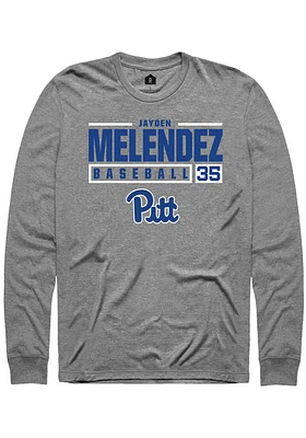 Jayden Melendez  Pitt Panthers Graphite Rally NIL Stacked Box Long Sleeve T Shirt