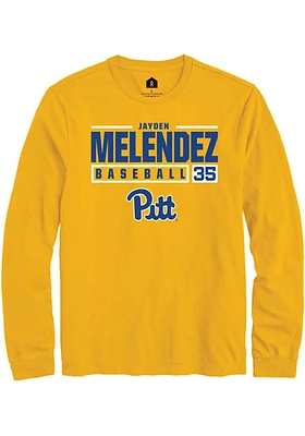 Jayden Melendez  Pitt Panthers Gold Rally NIL Stacked Box Long Sleeve T Shirt