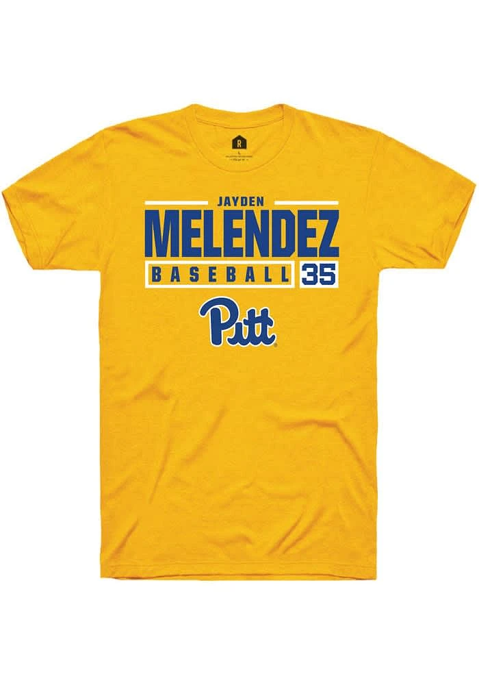 Jayden Melendez Pitt Panthers Gold Rally NIL Stacked Box Short Sleeve T Shirt