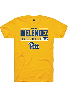 Jayden Melendez  Pitt Panthers Gold Rally NIL Stacked Box Short Sleeve T Shirt