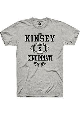 Zane Kinsey  Cincinnati Bearcats Ash Rally NIL Sport Icon Short Sleeve T Shirt