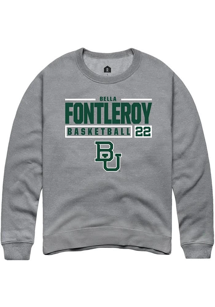 Bella Fontleroy Rally Baylor Bears Mens Graphite NIL Stacked Box Long Sleeve Crew Sweatshirt