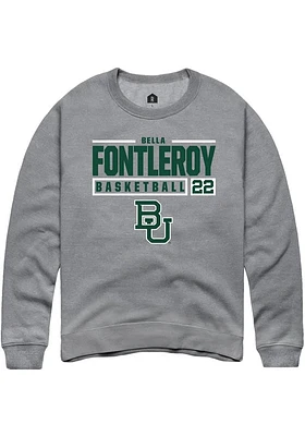 Bella Fontleroy  Rally Baylor Bears Mens Graphite NIL Stacked Box Long Sleeve Crew Sweatshirt