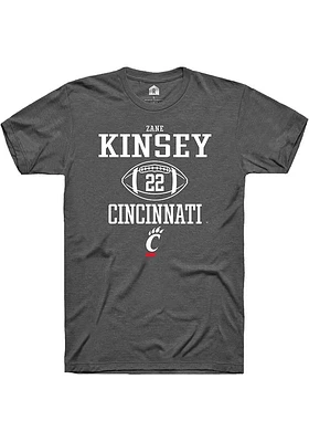 Zane Kinsey  Cincinnati Bearcats Dark Grey Rally NIL Sport Icon Short Sleeve T Shirt