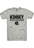 Zane Kinsey  Cincinnati Bearcats Ash Rally NIL Stacked Box Short Sleeve T Shirt