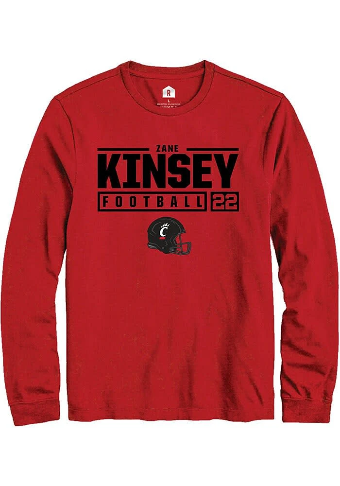 Zane Kinsey Cincinnati Bearcats Rally NIL Stacked Box Long Sleeve T Shirt