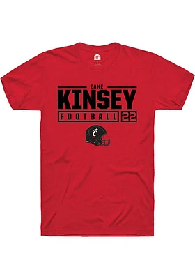 Zane Kinsey Cincinnati Bearcats Rally NIL Stacked Box Short Sleeve T Shirt