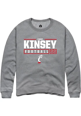 Zane Kinsey  Rally Cincinnati Bearcats Mens Graphite NIL Stacked Box Long Sleeve Crew Sweatshirt