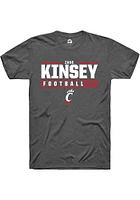 Zane Kinsey  Cincinnati Bearcats Dark Grey Rally NIL Stacked Box Short Sleeve T Shirt