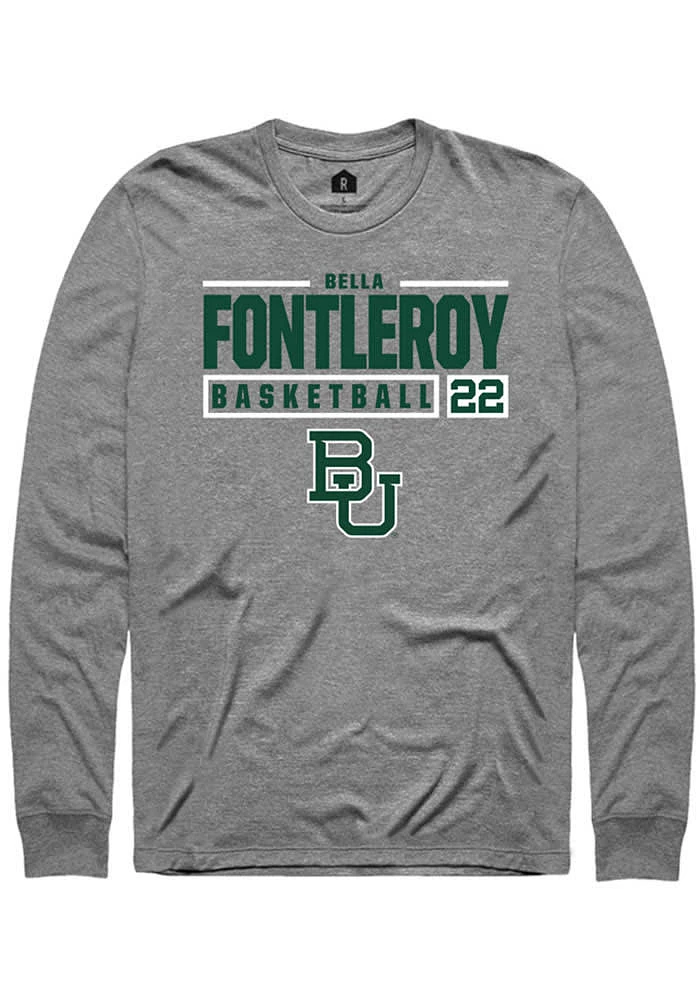 Bella Fontleroy Baylor Bears Graphite Rally NIL Stacked Box Long Sleeve T Shirt