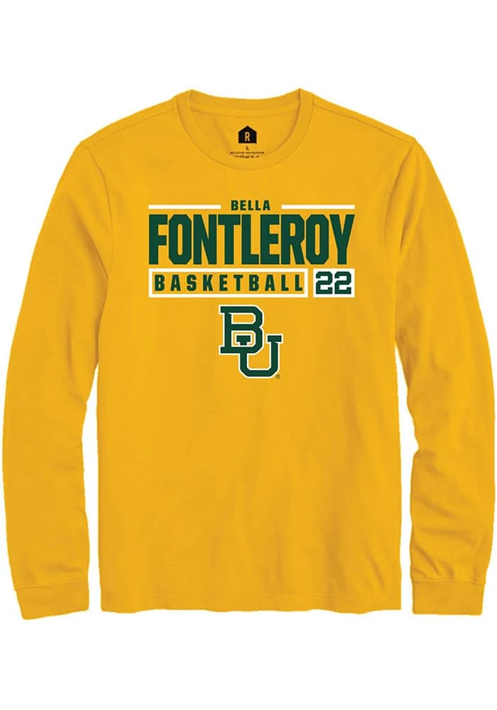 Bella Fontleroy Baylor Bears Gold Rally NIL Stacked Box Long Sleeve T Shirt