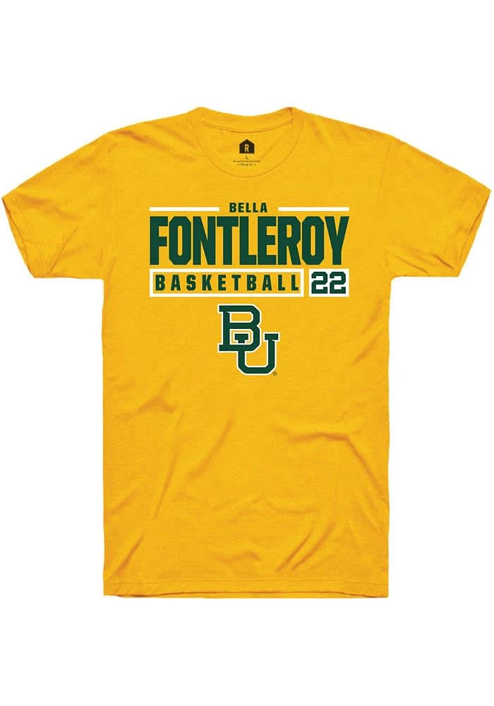 Bella Fontleroy Baylor Bears Gold Rally NIL Stacked Box Short Sleeve T Shirt