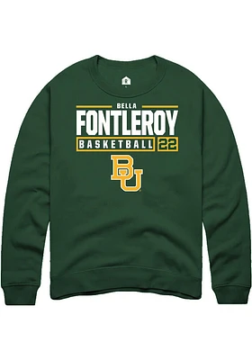 Bella Fontleroy  Rally Baylor Bears Mens Green NIL Stacked Box Long Sleeve Crew Sweatshirt