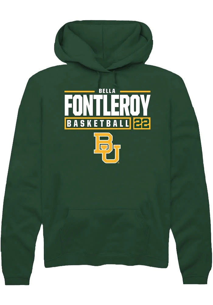 Bella Fontleroy Rally Baylor Bears Mens Green NIL Stacked Box Long Sleeve Hoodie