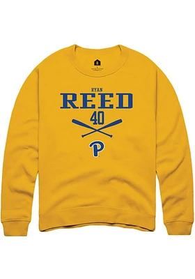 Ryan Reed  Rally Pitt Panthers Mens Gold NIL Sport Icon Long Sleeve Crew Sweatshirt