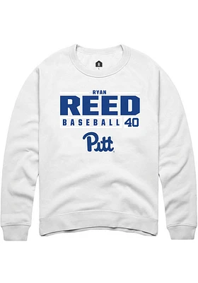 Ryan Reed  Rally Pitt Panthers Mens White NIL Stacked Box Long Sleeve Crew Sweatshirt
