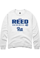 Ryan Reed  Rally Pitt Panthers Mens White NIL Stacked Box Long Sleeve Crew Sweatshirt