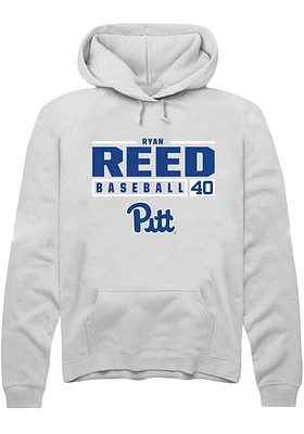 Ryan Reed  Rally Pitt Panthers Mens White NIL Stacked Box Long Sleeve Hoodie