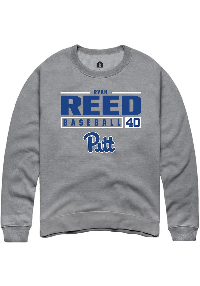Ryan Reed Rally Pitt Panthers Mens Graphite NIL Stacked Box Long Sleeve Crew Sweatshirt