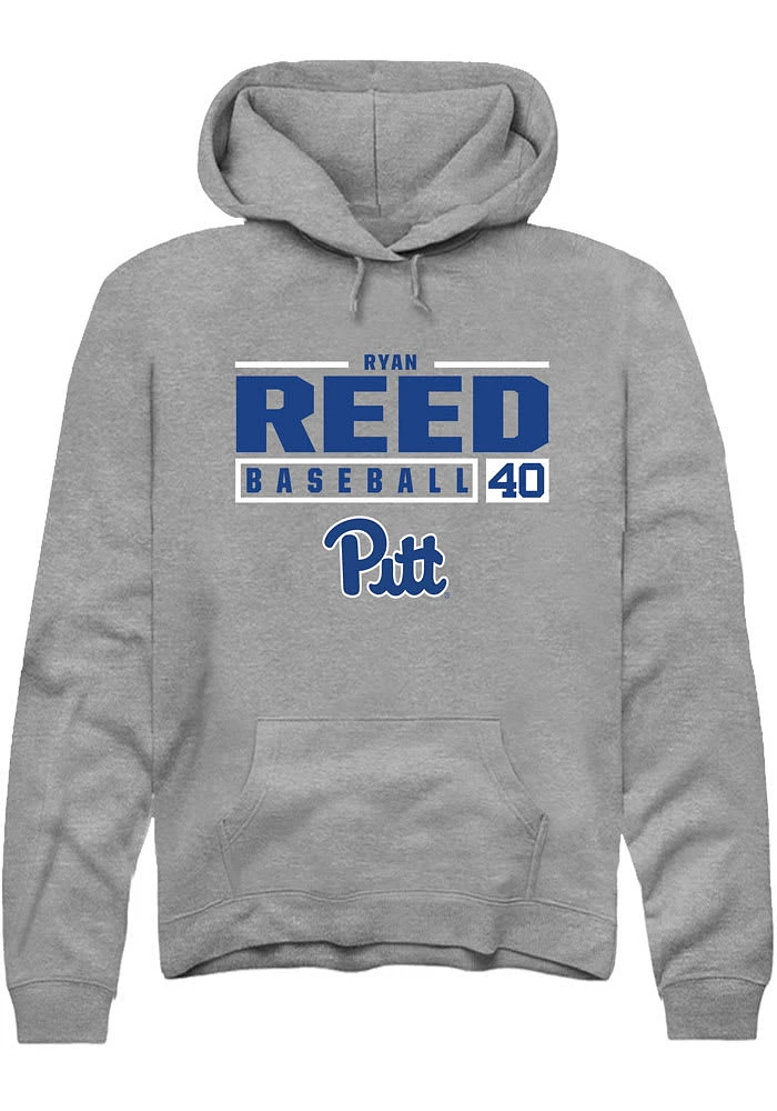 Ryan Reed Rally Pitt Panthers Mens Graphite NIL Stacked Box Long Sleeve Hoodie