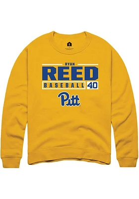 Ryan Reed  Rally Pitt Panthers Mens Gold NIL Stacked Box Long Sleeve Crew Sweatshirt