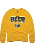 Ryan Reed  Rally Pitt Panthers Mens Gold NIL Stacked Box Long Sleeve Crew Sweatshirt