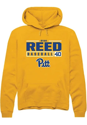 Ryan Reed  Rally Pitt Panthers Mens Gold NIL Stacked Box Long Sleeve Hoodie