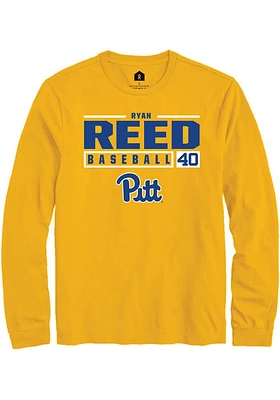 Ryan Reed  Pitt Panthers Gold Rally NIL Stacked Box Long Sleeve T Shirt