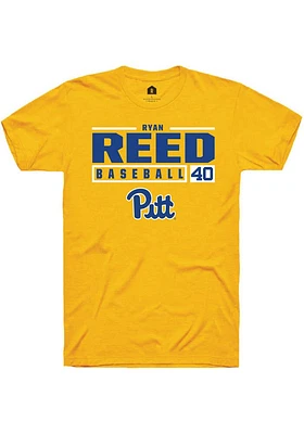 Ryan Reed  Pitt Panthers Gold Rally NIL Stacked Box Short Sleeve T Shirt