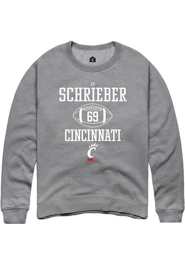 JP Schrieber  Rally Cincinnati Bearcats Mens Graphite NIL Sport Icon Long Sleeve Crew Sweatshirt