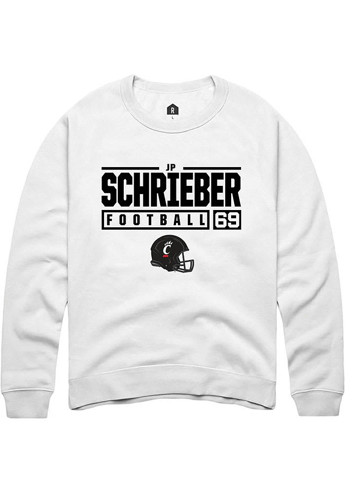 JP Schrieber Rally Cincinnati Bearcats Mens NIL Stacked Box Long Sleeve Crew Sweatshirt