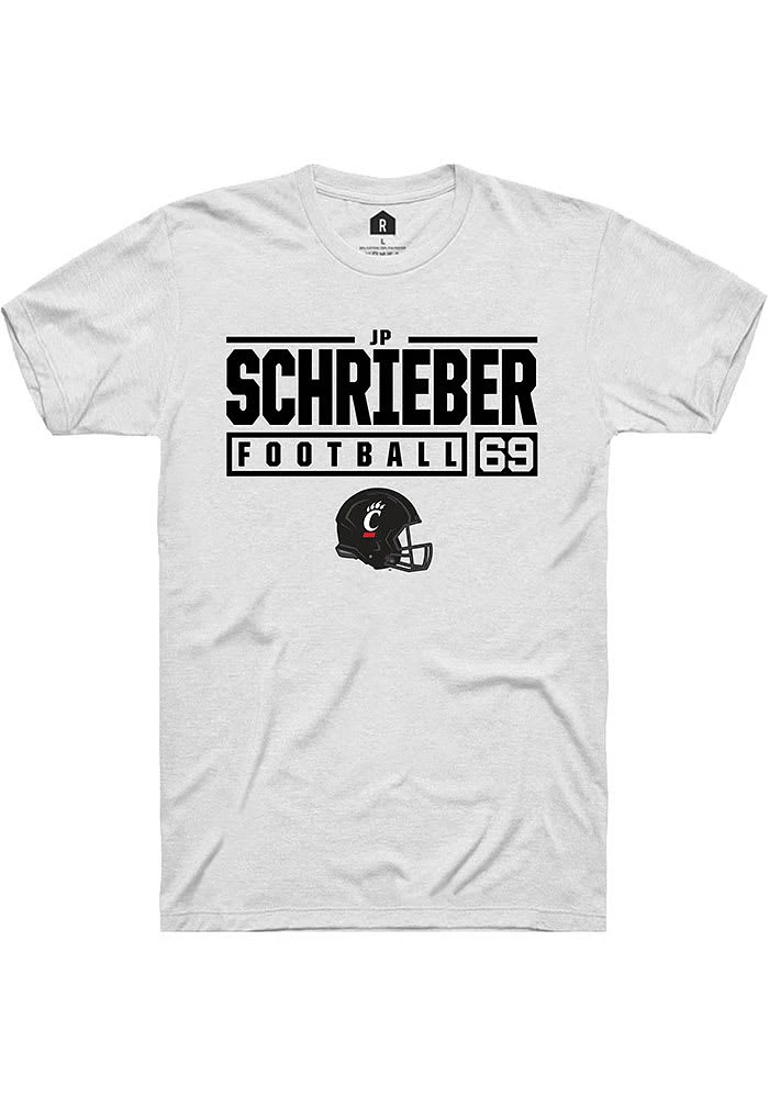 JP Schrieber Cincinnati Bearcats Rally NIL Stacked Box Short Sleeve T Shirt