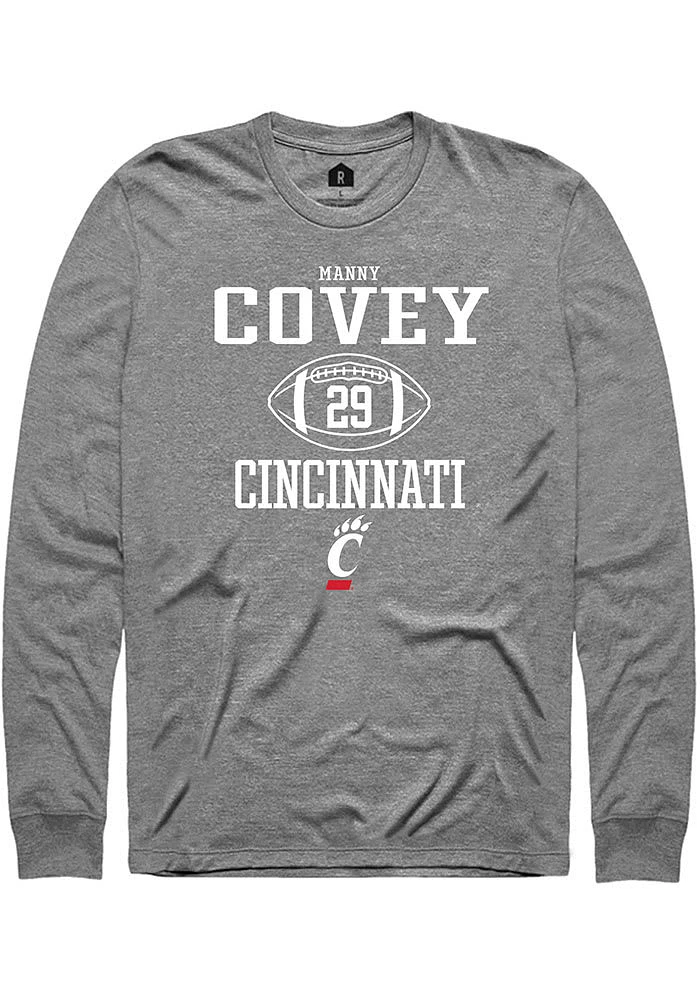 Manny Covey  Cincinnati Bearcats Graphite Rally NIL Sport Icon Long Sleeve T Shirt