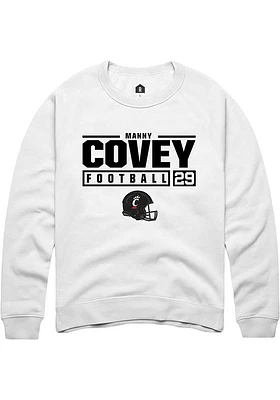 Manny Covey Rally Cincinnati Bearcats Mens NIL Stacked Box Long Sleeve Crew Sweatshirt