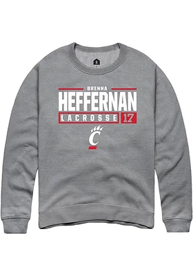 Brenna Heffernan  Rally Cincinnati Bearcats Mens Graphite NIL Stacked Box Long Sleeve Crew Sweatsh..