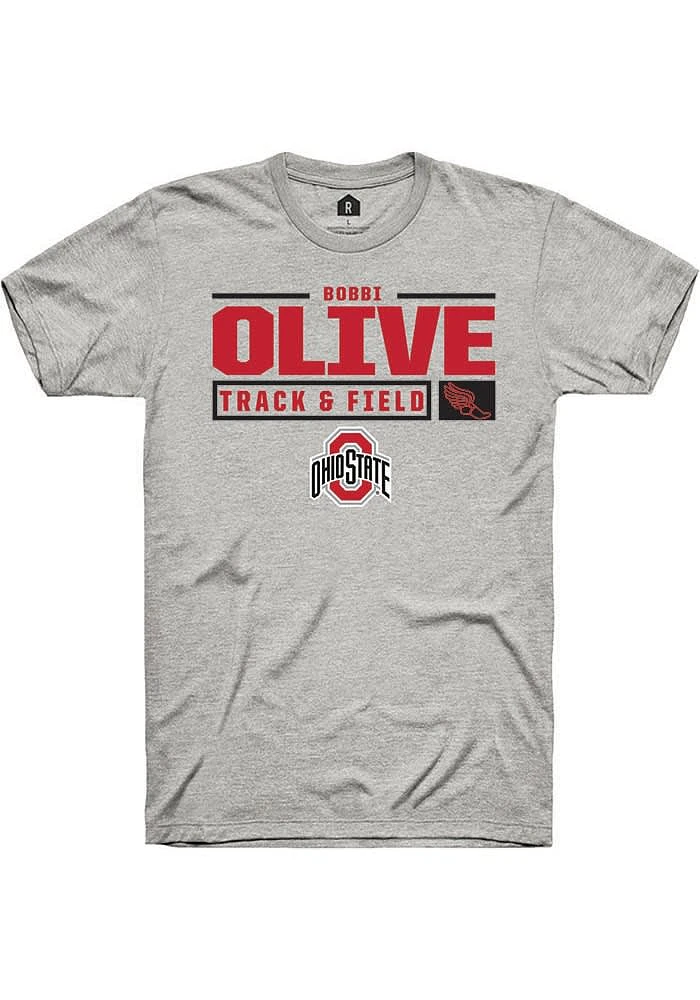 Bobbi Olive Ohio State Buckeyes Ash Rally NIL Stacked Box Short Sleeve T Shirt
