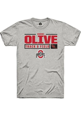 Bobbi Olive  Ohio State Buckeyes Ash Rally NIL Stacked Box Short Sleeve T Shirt