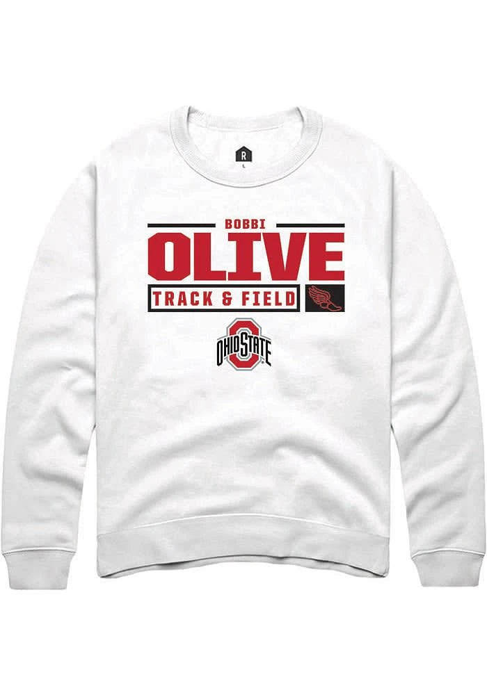 Bobbi Olive Rally Ohio State Buckeyes Mens NIL Stacked Box Long Sleeve Crew Sweatshirt