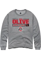 Bobbi Olive  Rally Ohio State Buckeyes Mens Graphite NIL Stacked Box Long Sleeve Crew Sweatshirt