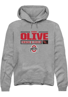 Bobbi Olive  Rally Ohio State Buckeyes Mens Graphite NIL Stacked Box Long Sleeve Hoodie