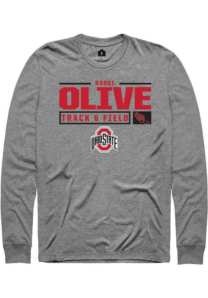 Bobbi Olive Ohio State Buckeyes Graphite Rally NIL Stacked Box Long Sleeve T Shirt
