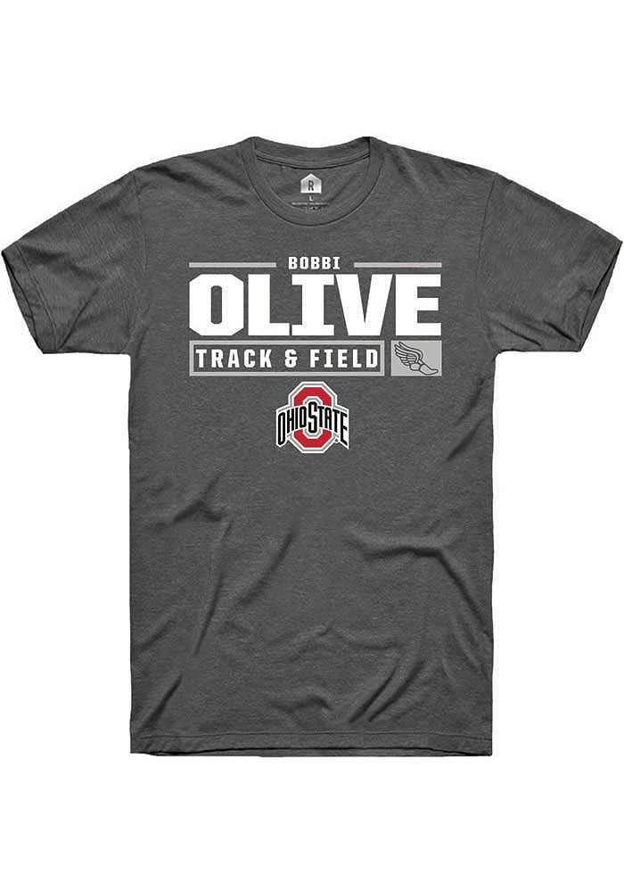 Bobbi Olive Ohio State Buckeyes Dark Grey Rally NIL Stacked Box Short Sleeve T Shirt